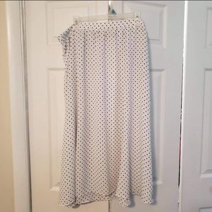 Black and white polka dot midi skirt